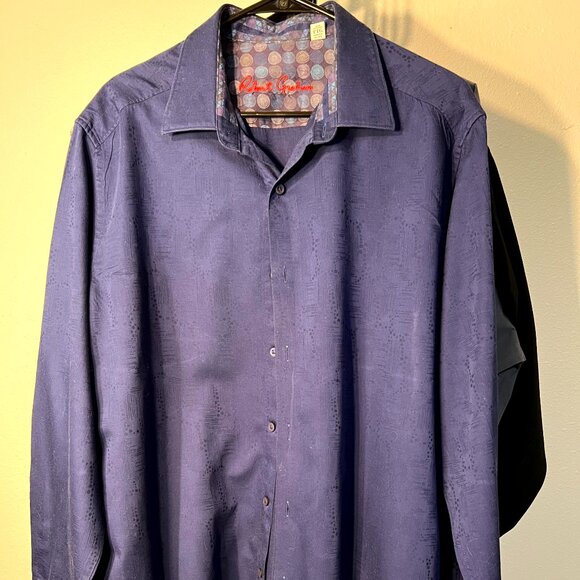 Robert Graham Classic Fit Royal Purple Cotton Long-Sleeve Button-Up SZ 2XL - Picture 1 of 7